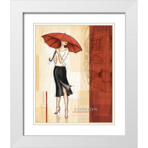 Rain London White Modern Wood Framed Art Print with Double Matting by Laliberte, Andrea