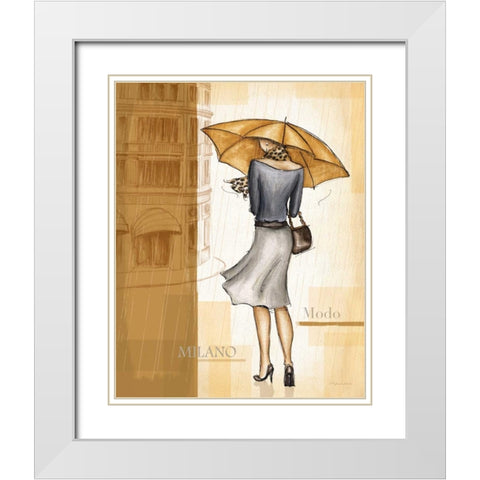 Rain Milano White Modern Wood Framed Art Print with Double Matting by Laliberte, Andrea