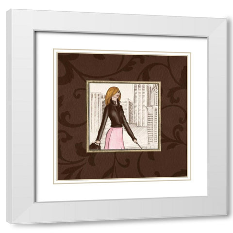 New York in Pink White Modern Wood Framed Art Print with Double Matting by Laliberte, Andrea