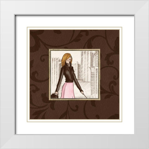 New York in Pink White Modern Wood Framed Art Print with Double Matting by Laliberte, Andrea