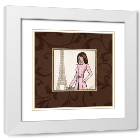 Paris in Pink White Modern Wood Framed Art Print with Double Matting by Laliberte, Andrea
