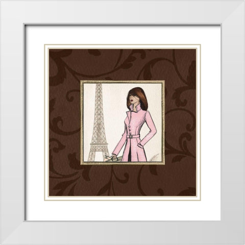 Paris in Pink White Modern Wood Framed Art Print with Double Matting by Laliberte, Andrea