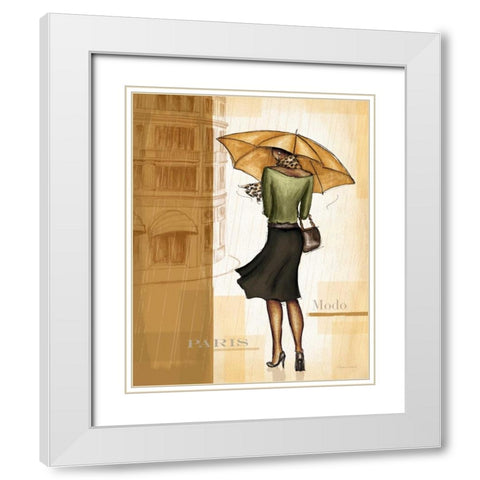 Golden Rain Paris White Modern Wood Framed Art Print with Double Matting by Laliberte, Andrea