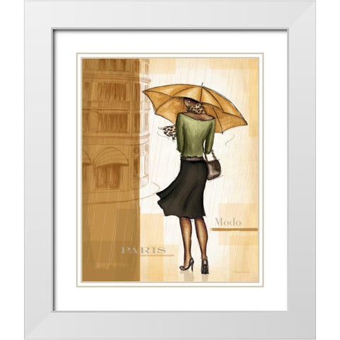 Golden Rain Paris White Modern Wood Framed Art Print with Double Matting by Laliberte, Andrea