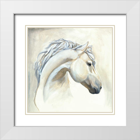 Horse I White Modern Wood Framed Art Print with Double Matting by Laurencon