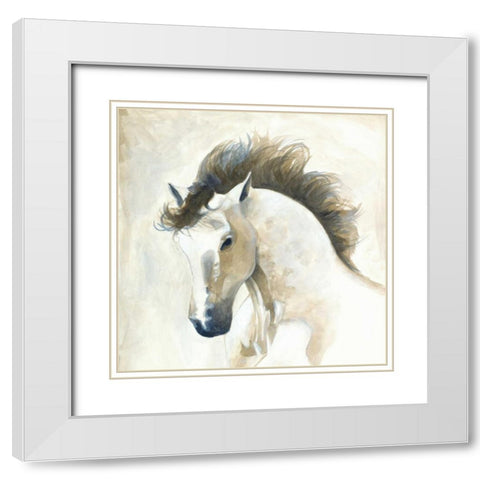 Horse II White Modern Wood Framed Art Print with Double Matting by Laurencon
