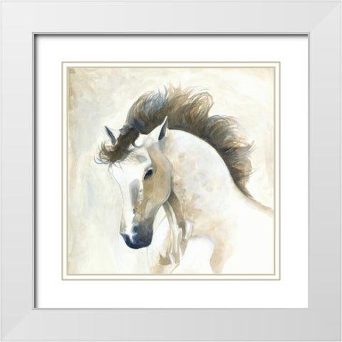 Horse II White Modern Wood Framed Art Print with Double Matting by Laurencon