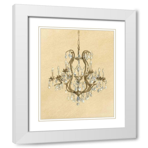 Elegant Chandelier II White Modern Wood Framed Art Print with Double Matting by Laurencon