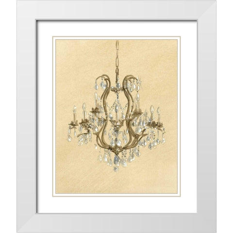 Elegant Chandelier II White Modern Wood Framed Art Print with Double Matting by Laurencon