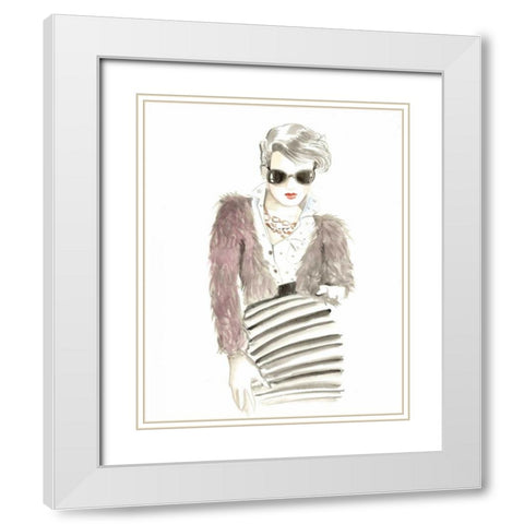 Runway Fashion I White Modern Wood Framed Art Print with Double Matting by Laurencon