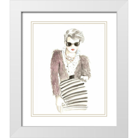 Runway Fashion I White Modern Wood Framed Art Print with Double Matting by Laurencon