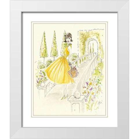 Garden Picnic White Modern Wood Framed Art Print with Double Matting by Leal, Steve