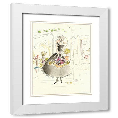 Flower Shopping White Modern Wood Framed Art Print with Double Matting by Leal, Steve