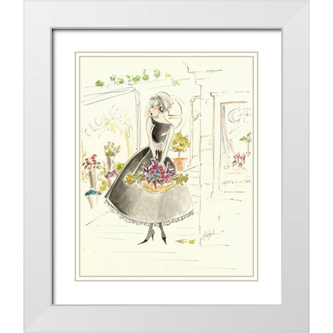Flower Shopping White Modern Wood Framed Art Print with Double Matting by Leal, Steve