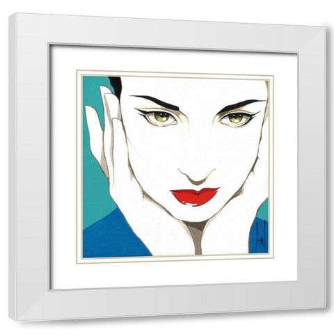 Cleo White Modern Wood Framed Art Print with Double Matting by Leal, Steve