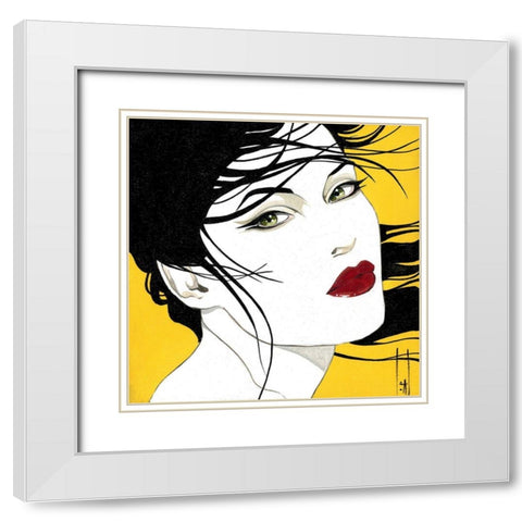 Christine White Modern Wood Framed Art Print with Double Matting by Leal, Steve