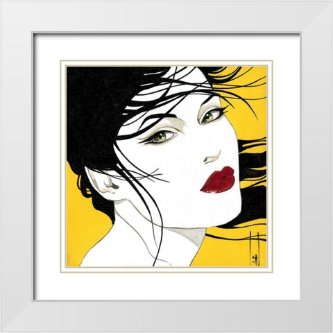 Christine White Modern Wood Framed Art Print with Double Matting by Leal, Steve