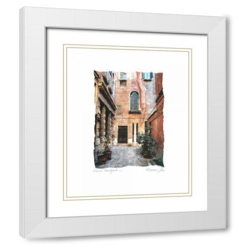 Venice Courtyard White Modern Wood Framed Art Print with Double Matting by Love, Maureen