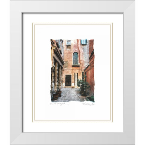 Venice Courtyard White Modern Wood Framed Art Print with Double Matting by Love, Maureen