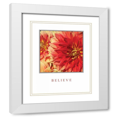 Believe Flowers White Modern Wood Framed Art Print with Double Matting by Love, Maureen