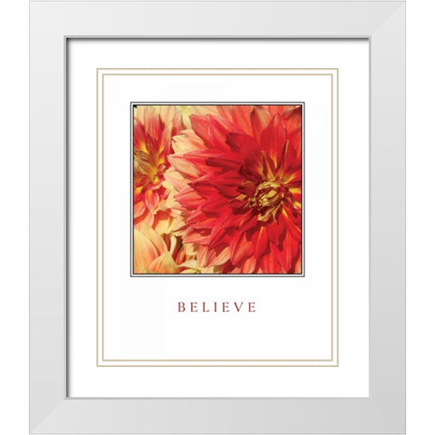 Believe Flowers White Modern Wood Framed Art Print with Double Matting by Love, Maureen
