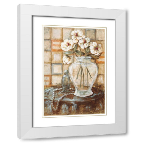 Travertine I White Modern Wood Framed Art Print with Double Matting by Linza, Loretta