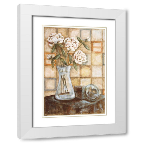 Travertine II White Modern Wood Framed Art Print with Double Matting by Linza, Loretta