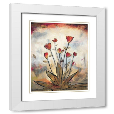 Poppy Garden I White Modern Wood Framed Art Print with Double Matting by Marque, Lucia