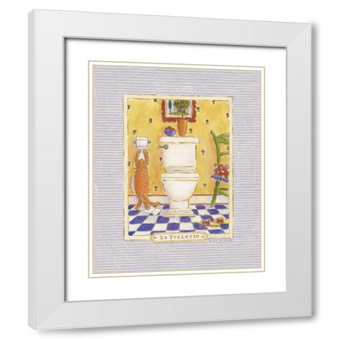 Kitty Toilette White Modern Wood Framed Art Print with Double Matting by McCollum, Sudi