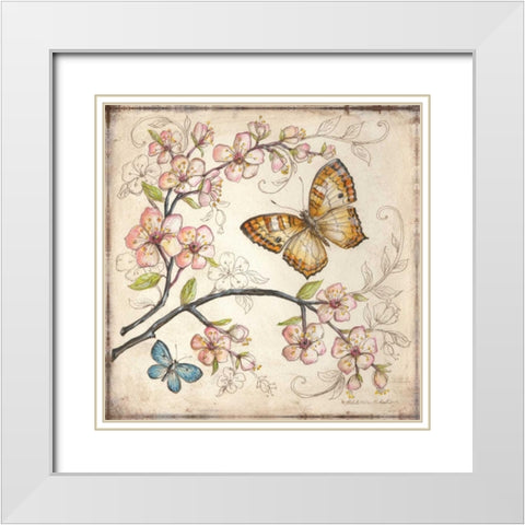 Le Jardin Butterfly II White Modern Wood Framed Art Print with Double Matting by McRostie, Kate