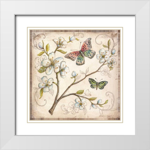 Le Jardin Butterfly III White Modern Wood Framed Art Print with Double Matting by McRostie, Kate