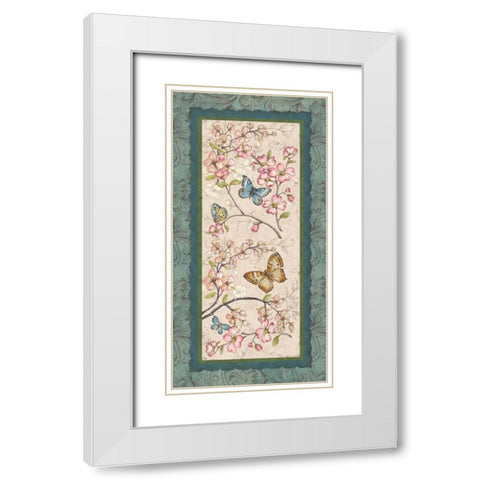 Le Jardin Butterfly Panel I White Modern Wood Framed Art Print with Double Matting by McRostie, Kate
