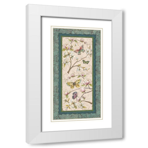 Le Jardin Butterfly Panel II White Modern Wood Framed Art Print with Double Matting by McRostie, Kate