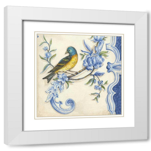 Chinoiserie Aviary II White Modern Wood Framed Art Print with Double Matting by McRostie, Kate