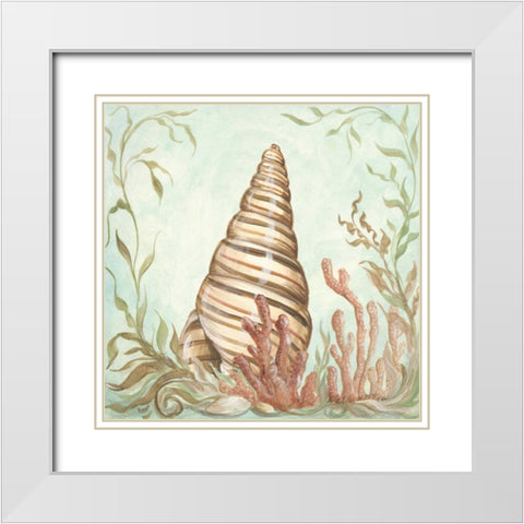 Seashells and Coral II White Modern Wood Framed Art Print with Double Matting by McRostie, Kate