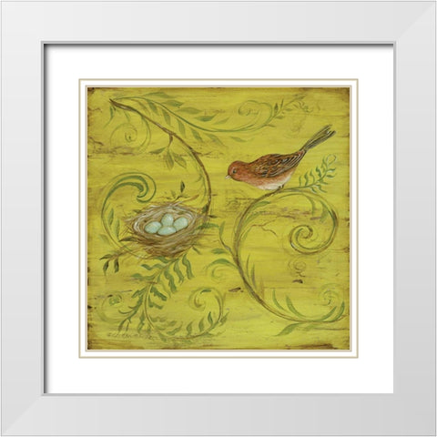 Natures Nest IV White Modern Wood Framed Art Print with Double Matting by McRostie, Kate