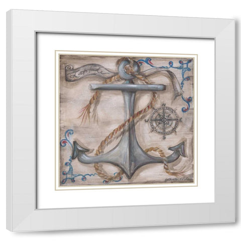 Whale Watch Anchor White Modern Wood Framed Art Print with Double Matting by McRostie, Kate