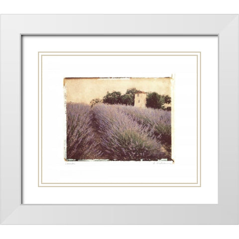 Lavender White Modern Wood Framed Art Print with Double Matting by Melious, Amy