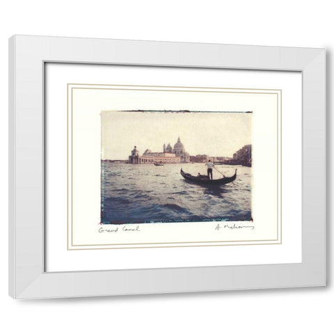 Grand Canal White Modern Wood Framed Art Print with Double Matting by Melious, Amy