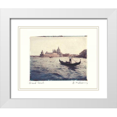 Grand Canal White Modern Wood Framed Art Print with Double Matting by Melious, Amy
