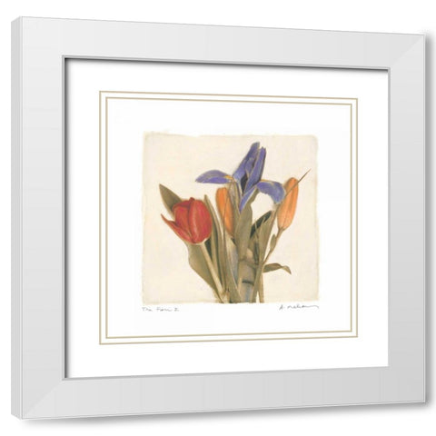 Tre Fiori II White Modern Wood Framed Art Print with Double Matting by Melious, Amy