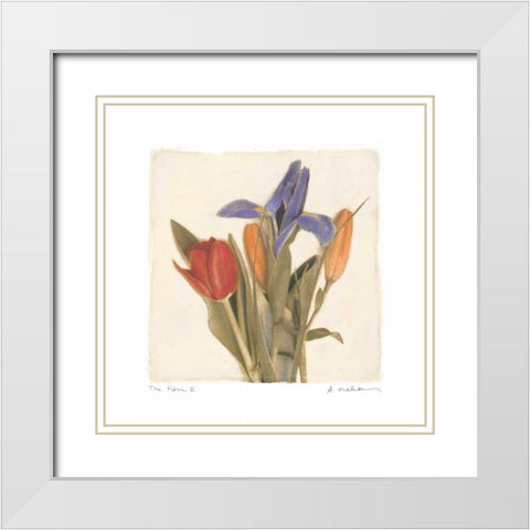 Tre Fiori II White Modern Wood Framed Art Print with Double Matting by Melious, Amy