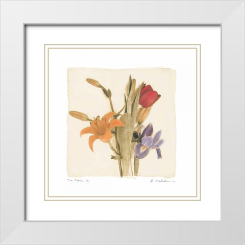 Tre Fiori III White Modern Wood Framed Art Print with Double Matting by Melious, Amy