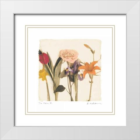 Tre Fiori IV White Modern Wood Framed Art Print with Double Matting by Melious, Amy