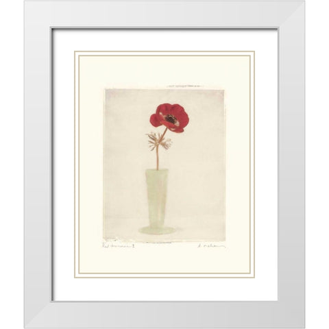 Red Anemones I White Modern Wood Framed Art Print with Double Matting by Melious, Amy