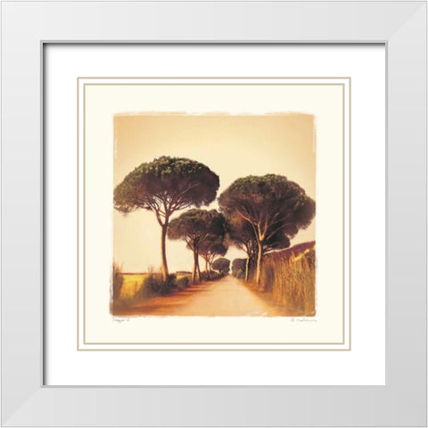 Viaggio I White Modern Wood Framed Art Print with Double Matting by Melious, Amy