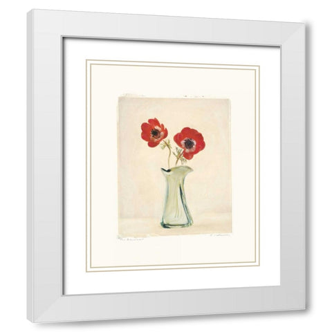 Two Anemones White Modern Wood Framed Art Print with Double Matting by Melious, Amy