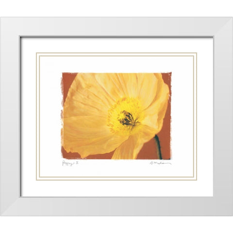 Poppy II White Modern Wood Framed Art Print with Double Matting by Melious, Amy