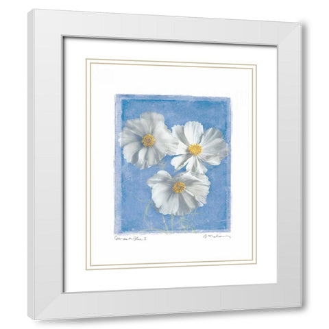 Cosmos on Blue I White Modern Wood Framed Art Print with Double Matting by Melious, Amy