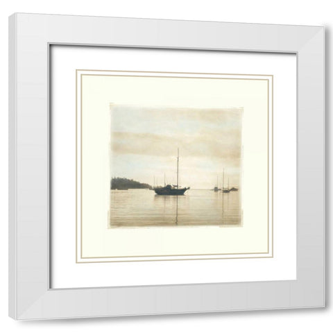 Harbor II White Modern Wood Framed Art Print with Double Matting by Melious, Amy